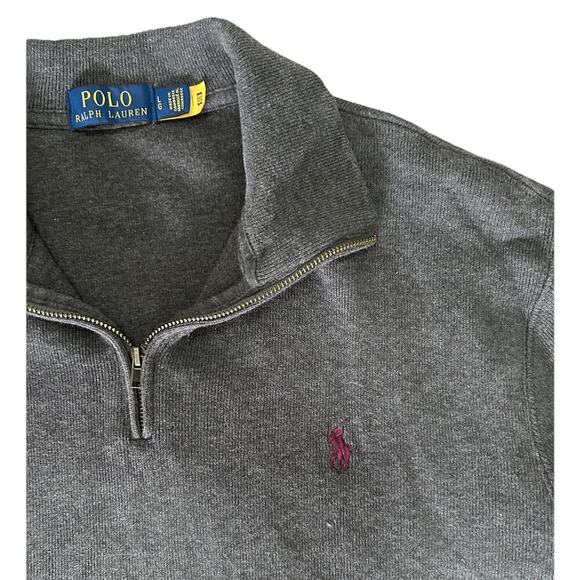 Polo Ralph Lauren Men’s Gray Quarter-zip Pullover Sweater Purple Embroidered L - Picture 4 of 6